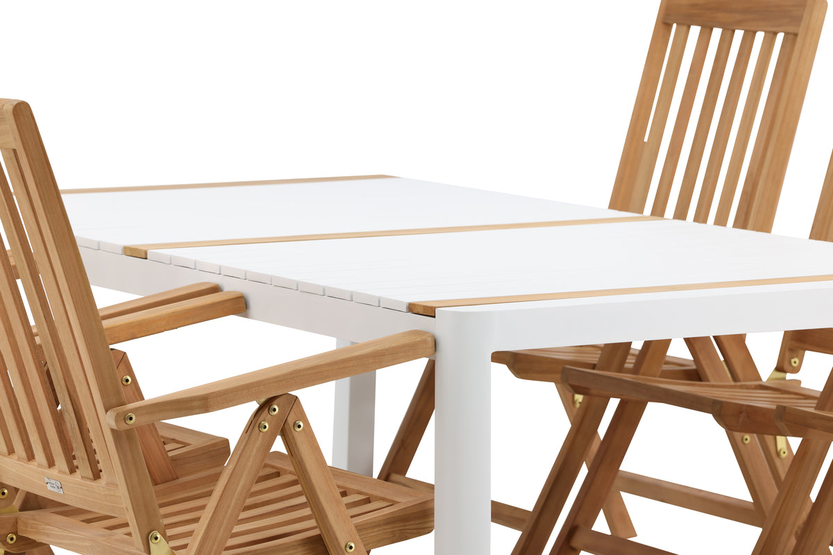 Venture Design Togo & Kenya Rektangulära Matbord 200 x 100 Vit + Positionsstolar Natur