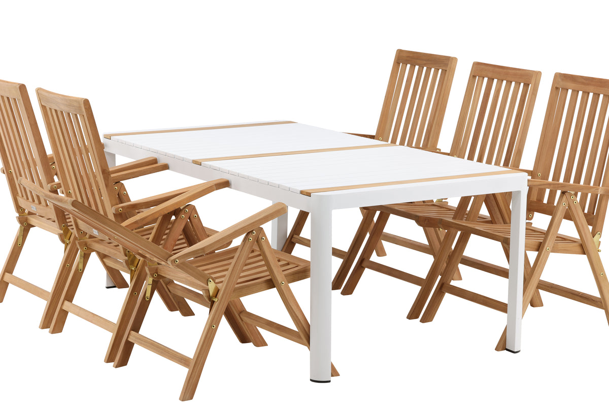 Venture Design Togo & Kenya Rektangulära Matbord 200 x 100 Vit + Positionsstolar Natur