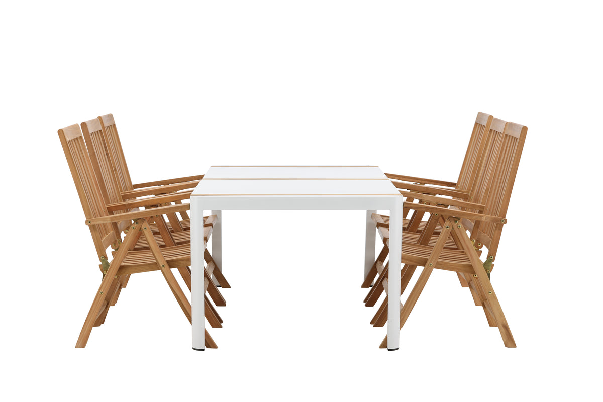Venture Design Togo & Kenya Rektangulära Matbord 200 x 100 Vit + Positionsstolar Natur