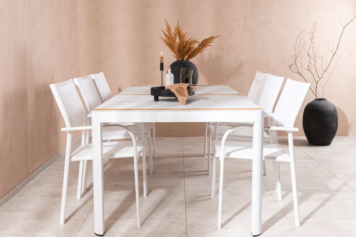 Venture Design Togo & Santorini Rektangulära Matbord 200 x 100 Vit + Matstolar 2-pack Vit