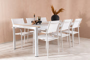 Venture Design Togo & Santorini Rektangulära Matbord 200 x 100 Vit + Matstolar 2-pack Vit