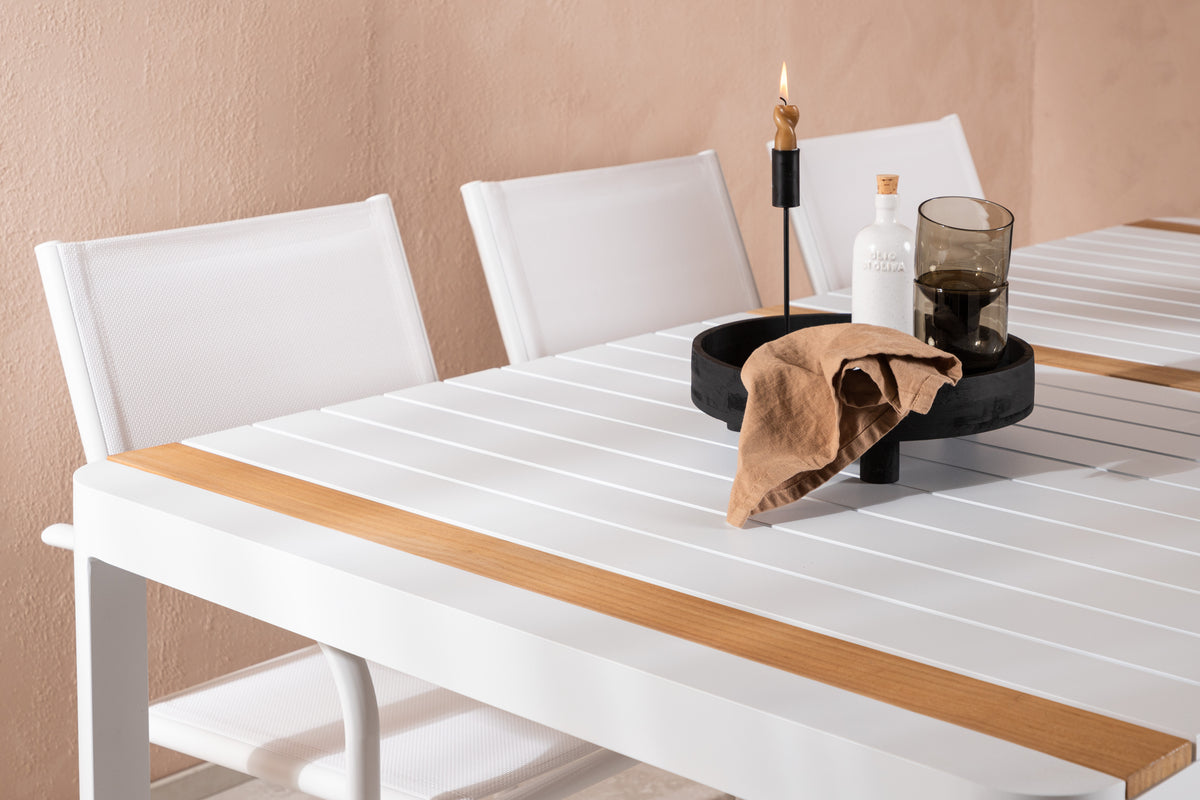 Venture Design Togo & Santorini Rektangulära Matbord 200 x 100 Vit + Matstolar 2-pack Vit