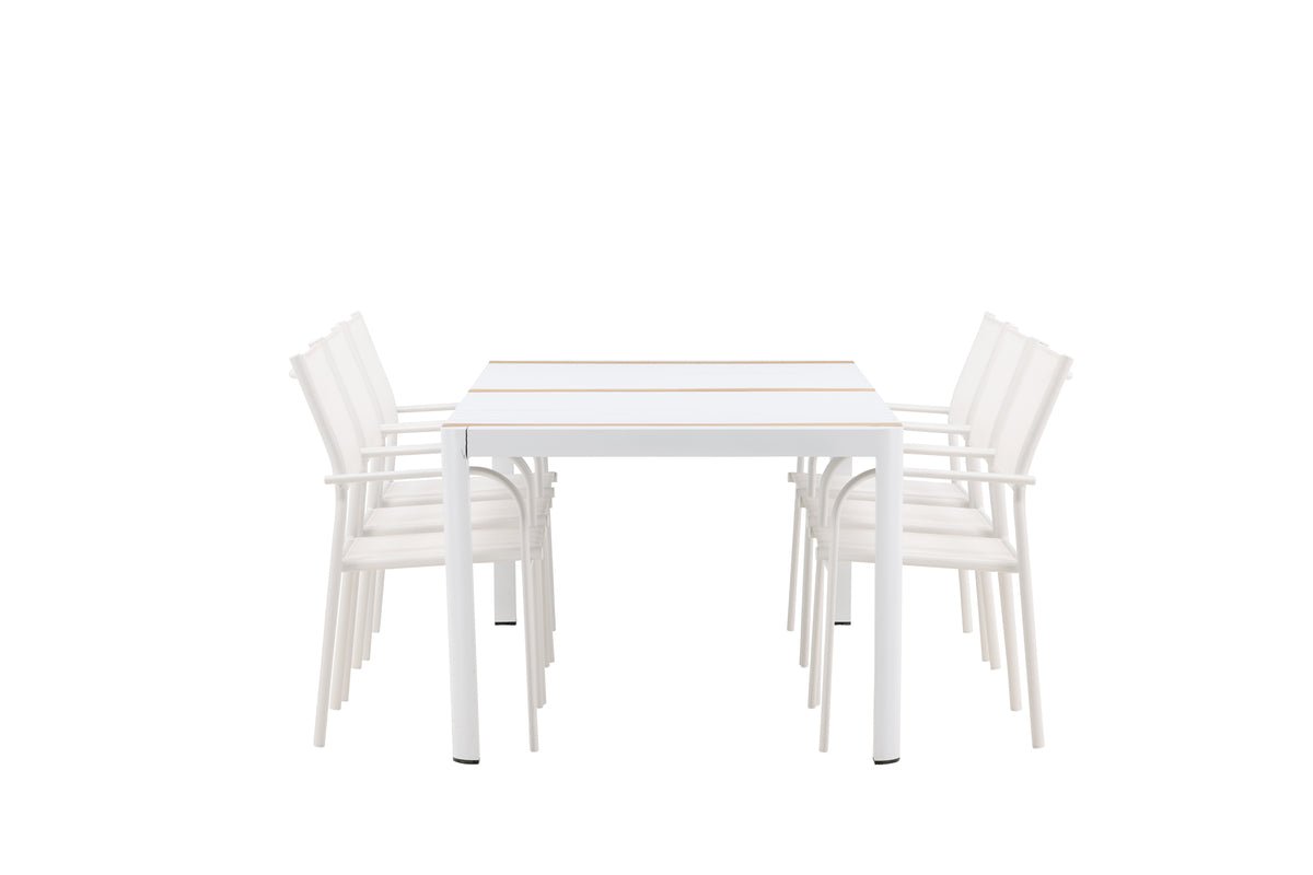 Venture Design Togo & Santorini Rektangulära Matbord 200 x 100 Vit + Matstolar 2-pack Vit