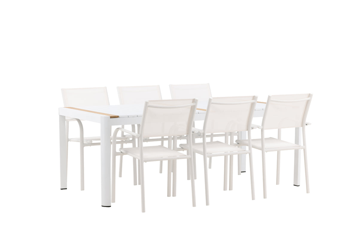 Venture Design Togo & Santorini Rektangulära Matbord 200 x 100 Vit + Matstolar 2-pack Vit