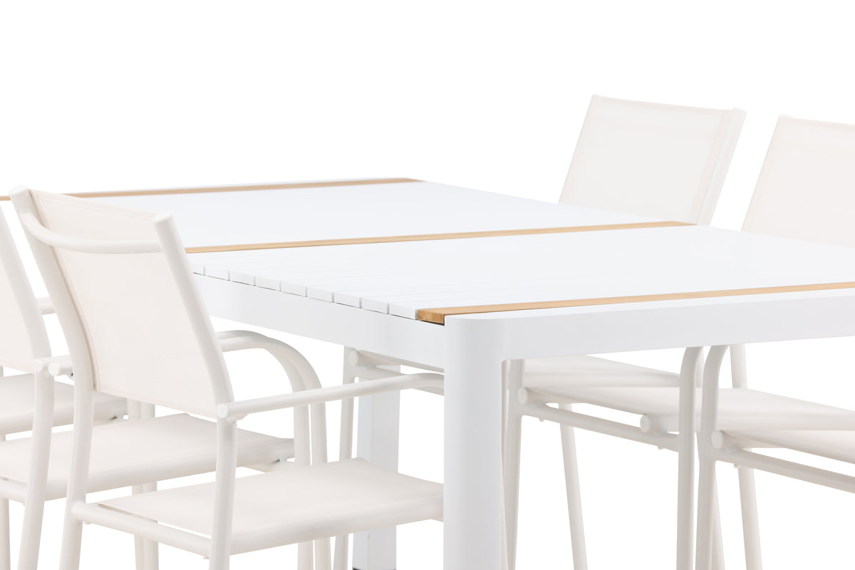 Venture Design Togo & Santorini Rektangulära Matbord 200 x 100 Vit + Matstolar 2-pack Vit