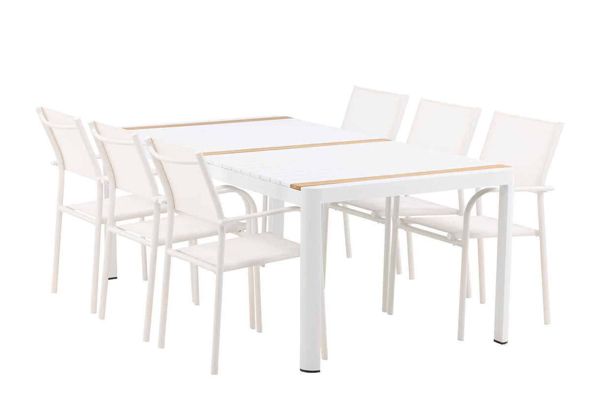 Venture Design Togo & Santorini Rektangulära Matbord 200 x 100 Vit + Matstolar 2-pack Vit