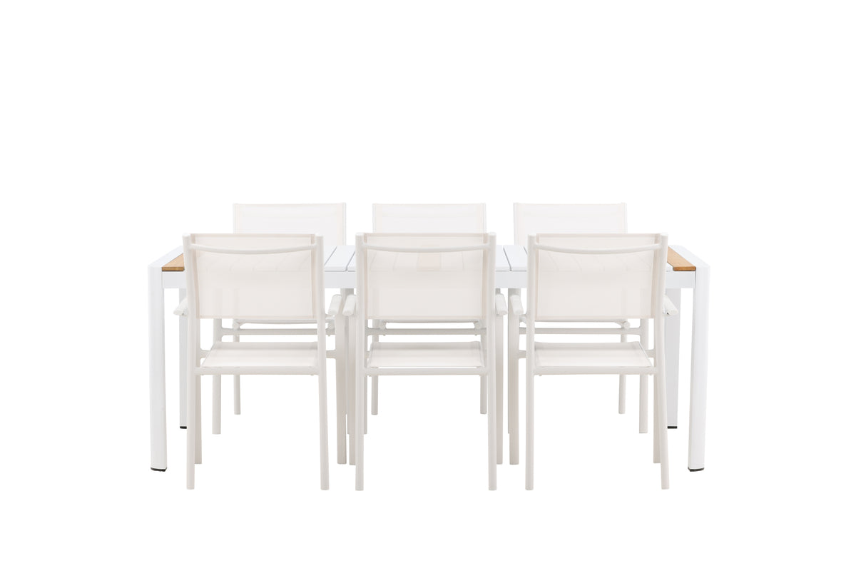 Venture Design Togo & Santorini Rektangulära Matbord 200 x 100 Vit + Matstolar 2-pack Vit