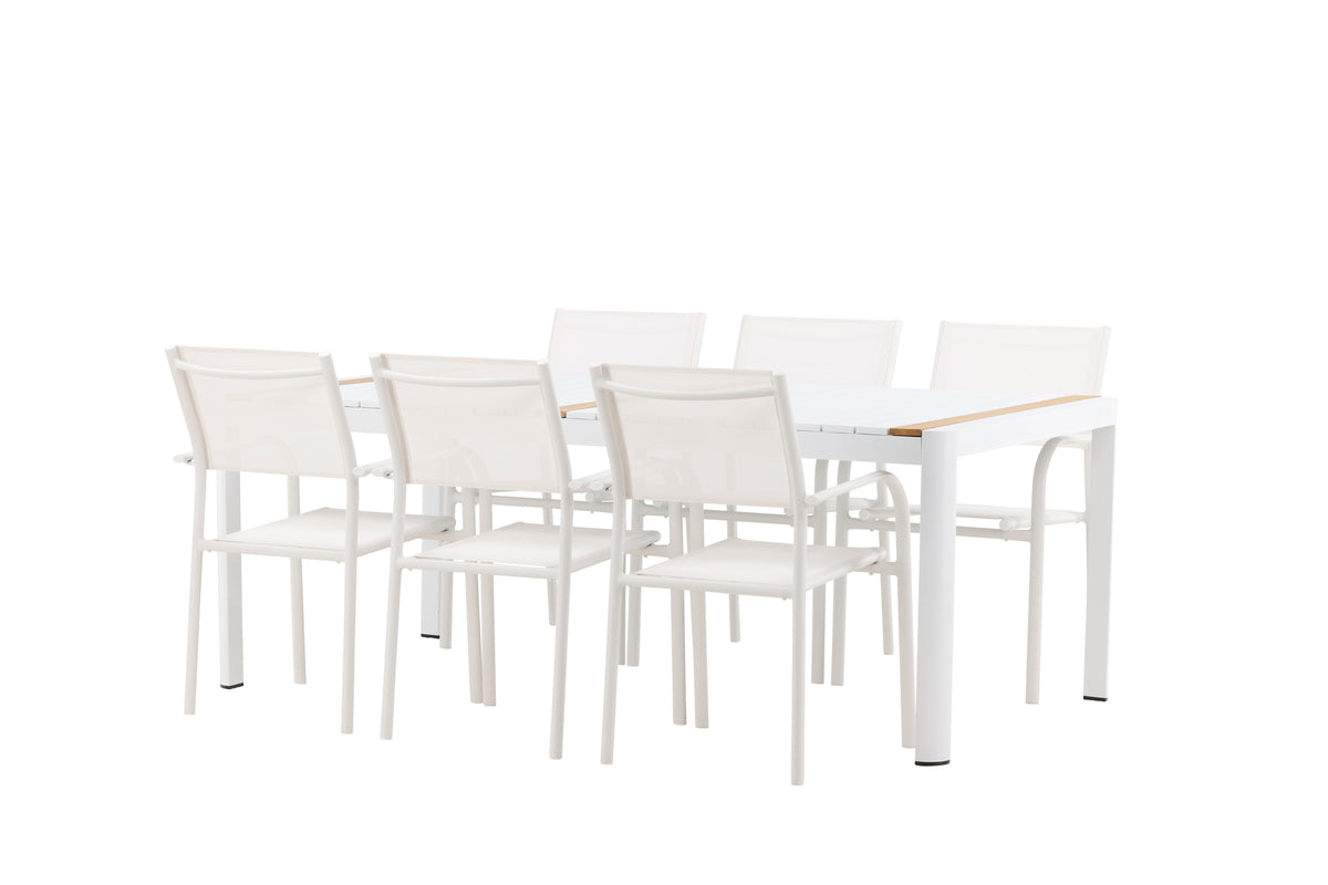 Venture Design Togo & Santorini Rektangulära Matbord 200 x 100 Vit + Matstolar 2-pack Vit
