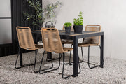 Venture Design Togo & Lindos Rektangulära Matbord 150 x 90 Svart + Matstolar 2-pack Brun