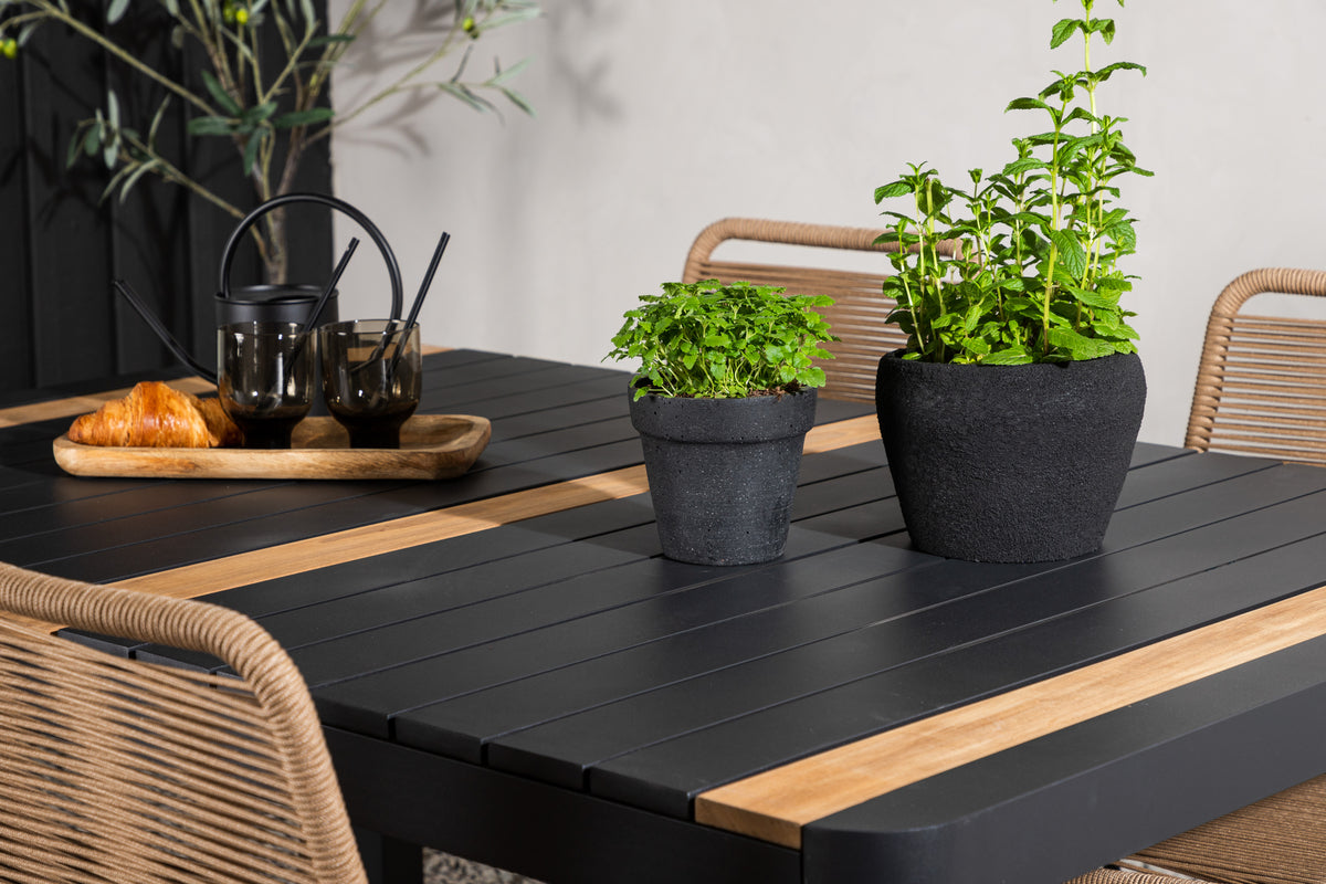 Venture Design Togo & Lindos Rektangulära Matbord 150 x 90 Svart + Matstolar 2-pack Brun