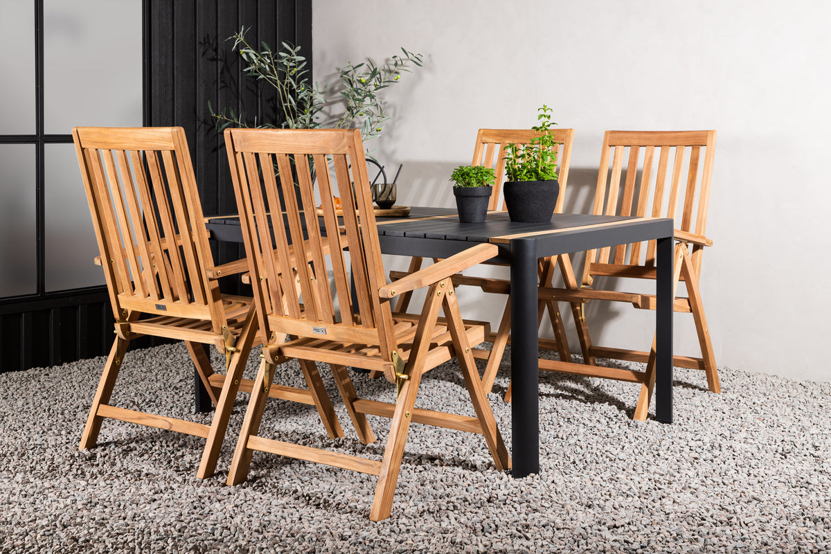 Venture Design Togo & Kenya Rektangulära Matbord 150 x 90 Svart + Positionsstolar Natur