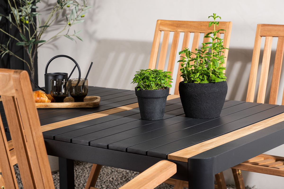 Venture Design Togo & Kenya Rektangulära Matbord 150 x 90 Svart + Positionsstolar Natur
