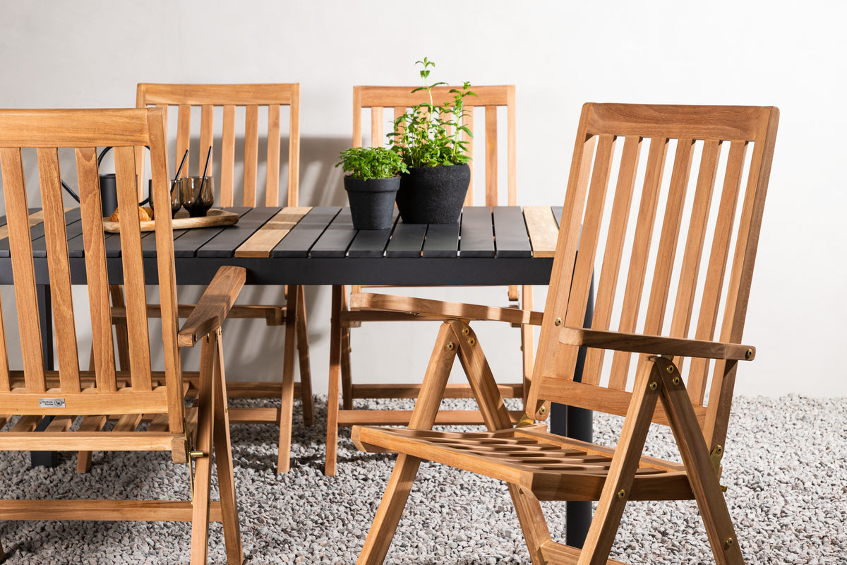Venture Design Togo & Kenya Rektangulära Matbord 150 x 90 Svart + Positionsstolar Natur