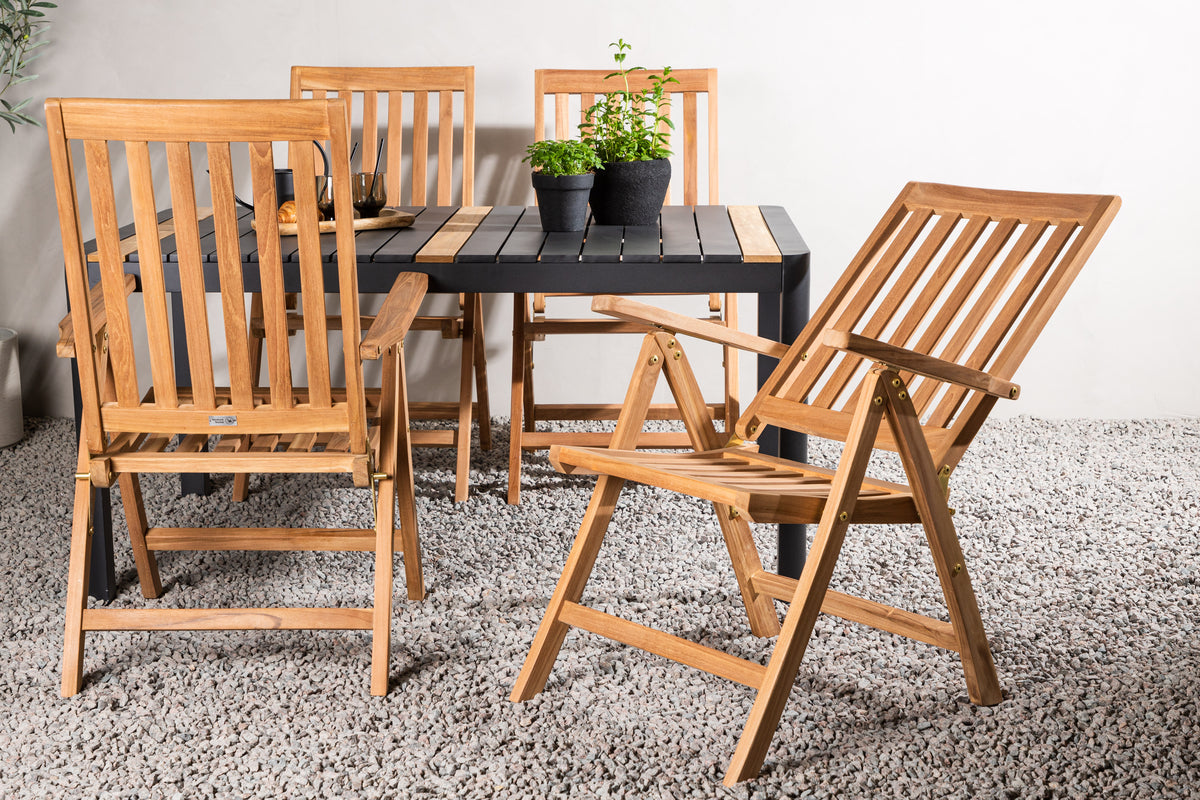 Venture Design Togo & Kenya Rektangulära Matbord 150 x 90 Svart + Positionsstolar Natur