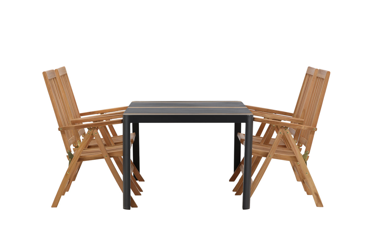Venture Design Togo & Kenya Rektangulära Matbord 150 x 90 Svart + Positionsstolar Natur
