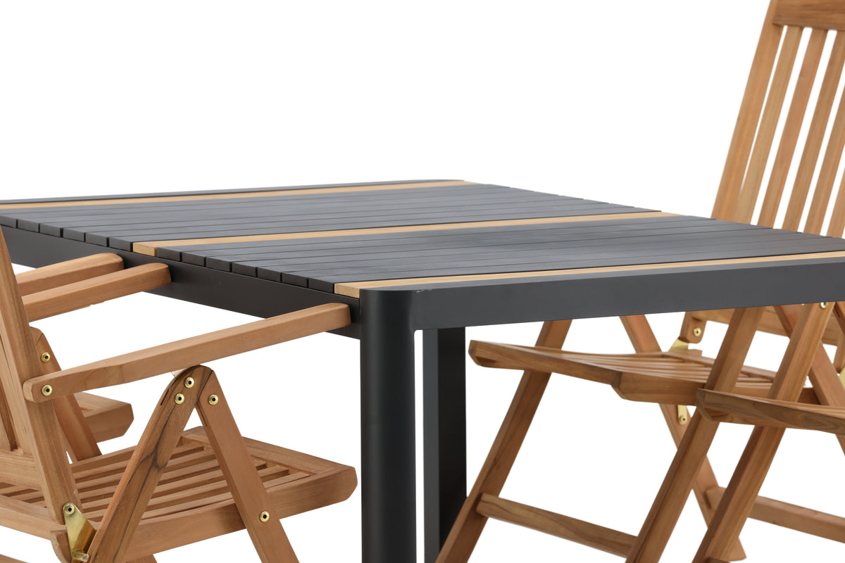 Venture Design Togo & Kenya Rektangulära Matbord 150 x 90 Svart + Positionsstolar Natur