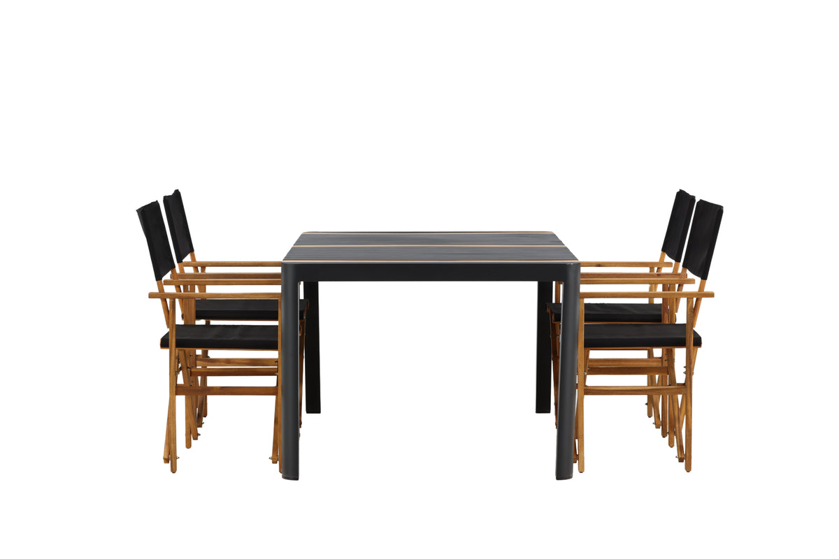 Venture Design Marion & Togo Matstolar 2-pack Natur + Rektangulära Matbord 150 x 90 Svart