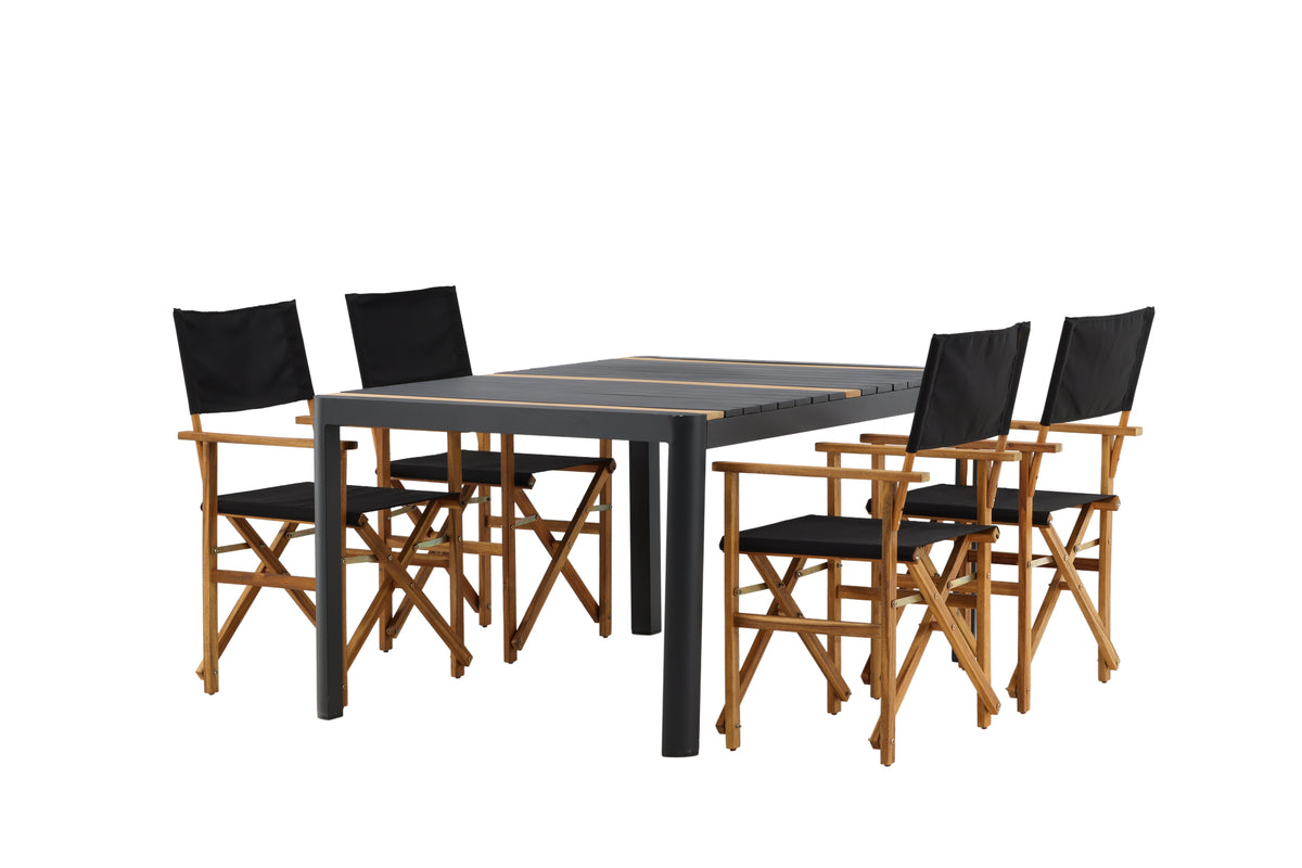 Venture Design Marion & Togo Matstolar 2-pack Natur + Rektangulära Matbord 150 x 90 Svart