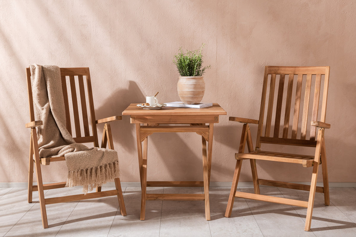 Venture Design Ghana & Kenya Cafebord 70 x 70 Natur + Positionsstolar Natur