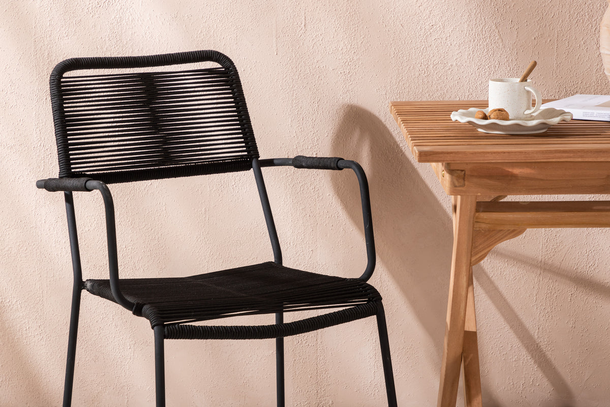 Venture Design Ghana & Lindos Cafebord 70 x 70 Natur + Matstolar 2-pack Svart