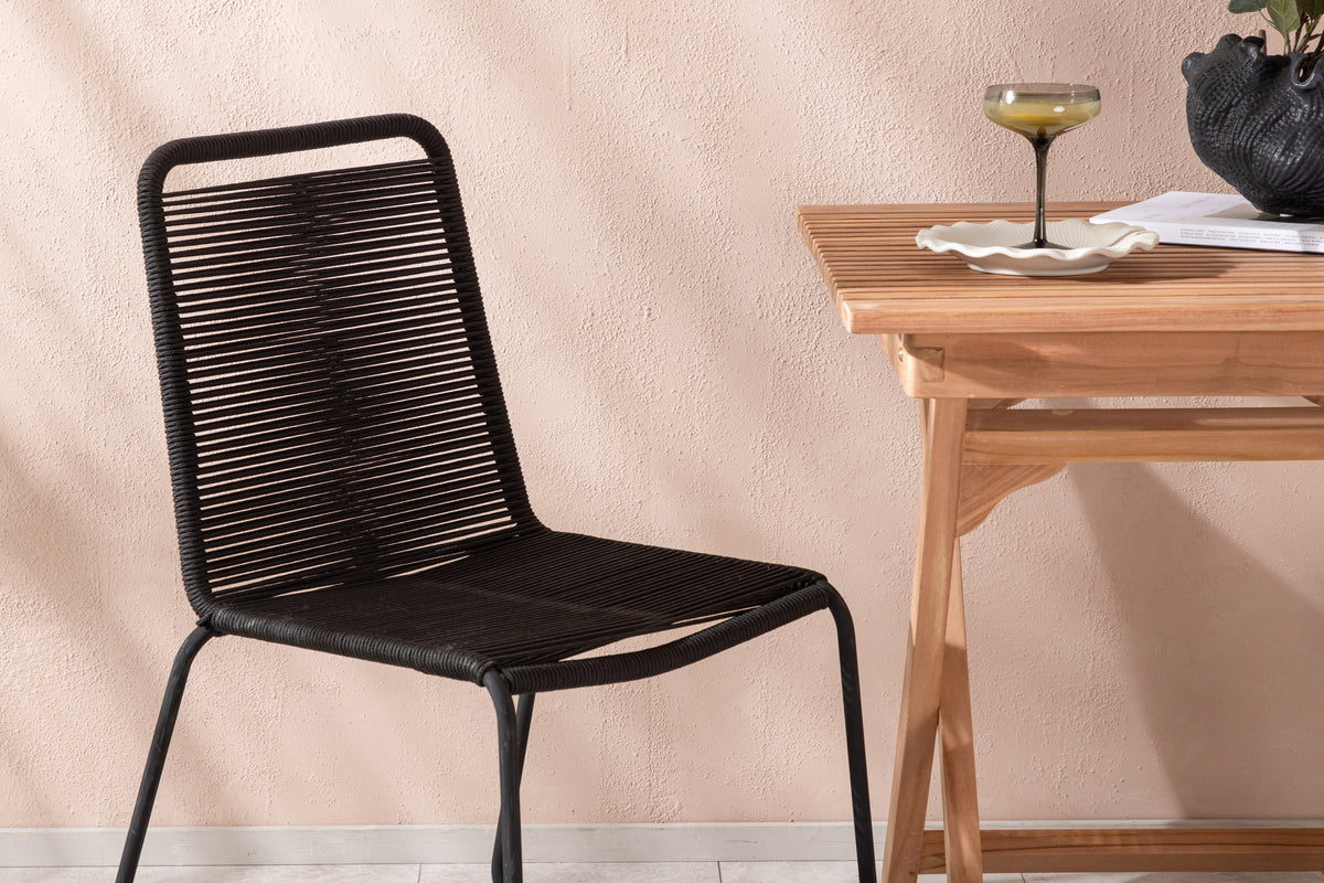 Venture Design Ghana & Lindos Cafebord 70 x 70 Natur + Matstolar 2-pack Svart