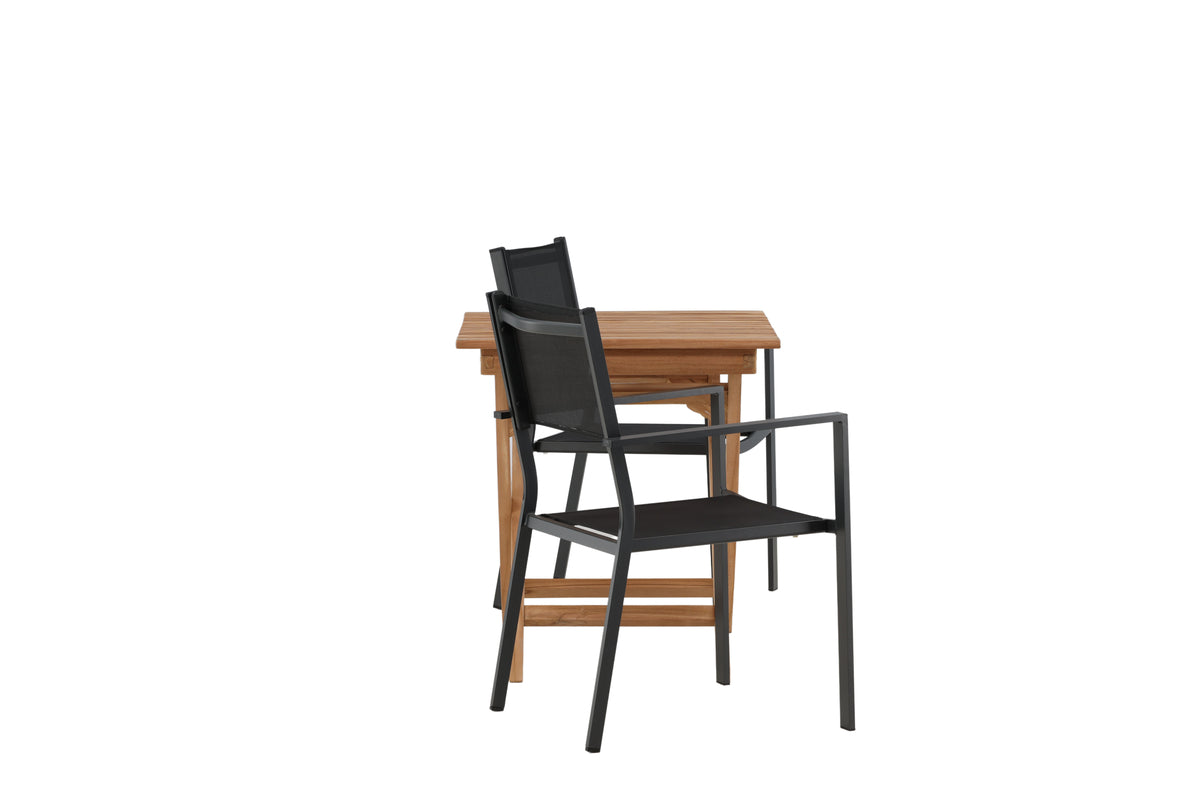 Venture Design Ghana & Copacabana Cafebord 70 x 70 Natur + Matstolar 2-pack Svart