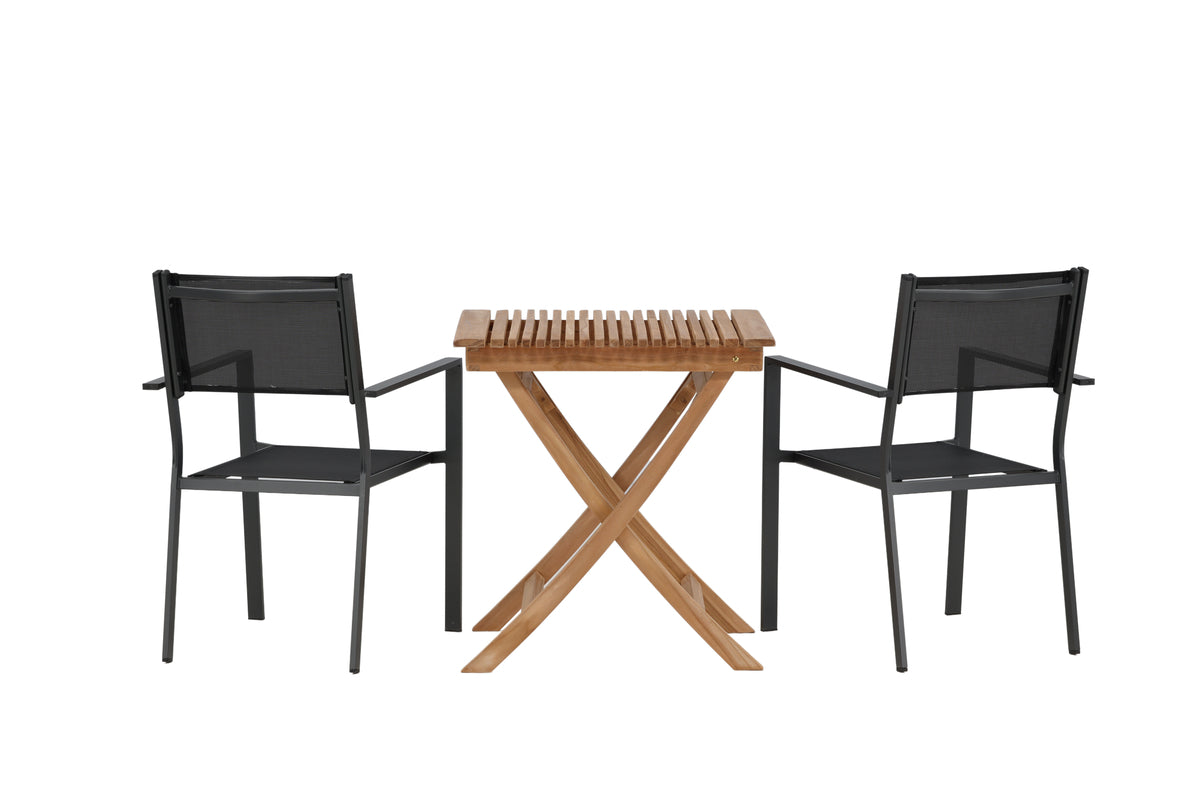 Venture Design Ghana & Copacabana Cafebord 70 x 70 Natur + Matstolar 2-pack Svart
