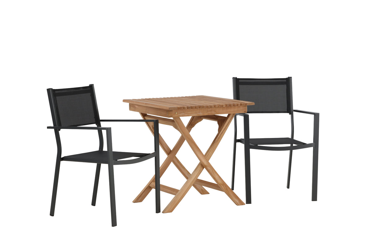 Venture Design Ghana & Copacabana Cafebord 70 x 70 Natur + Matstolar 2-pack Svart