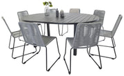 Venture Design Marbella & Lindos Runda Matbord ⌀140 Svart + Matstolar 2-pack Grå