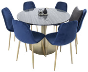 Venture Design Estelle & Polar Matbord ⌀106 + Matstolar Blå