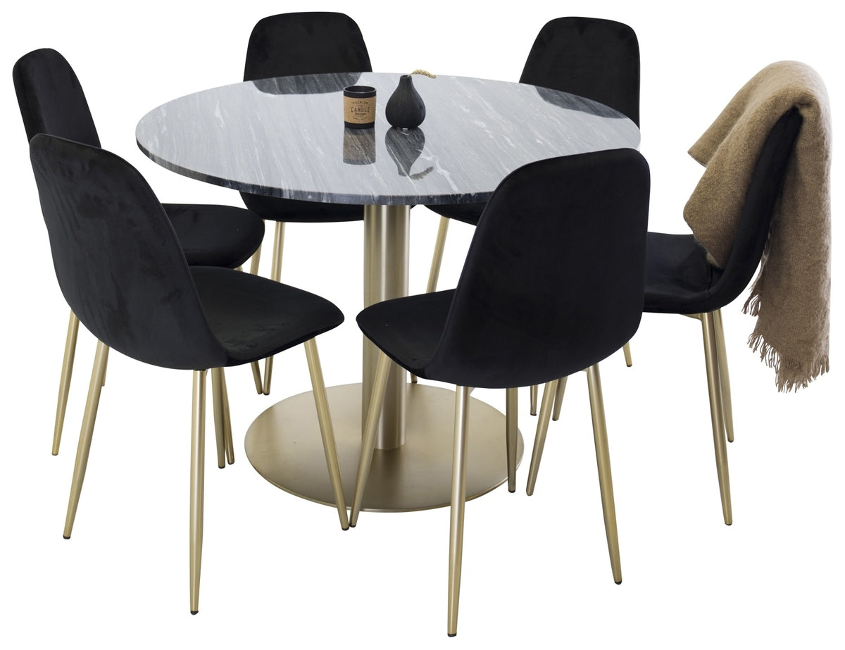 Venture Design Estelle & Polar Runda Matbord ⌀106 Mörkgrå + Matstolar 2-pack Svart