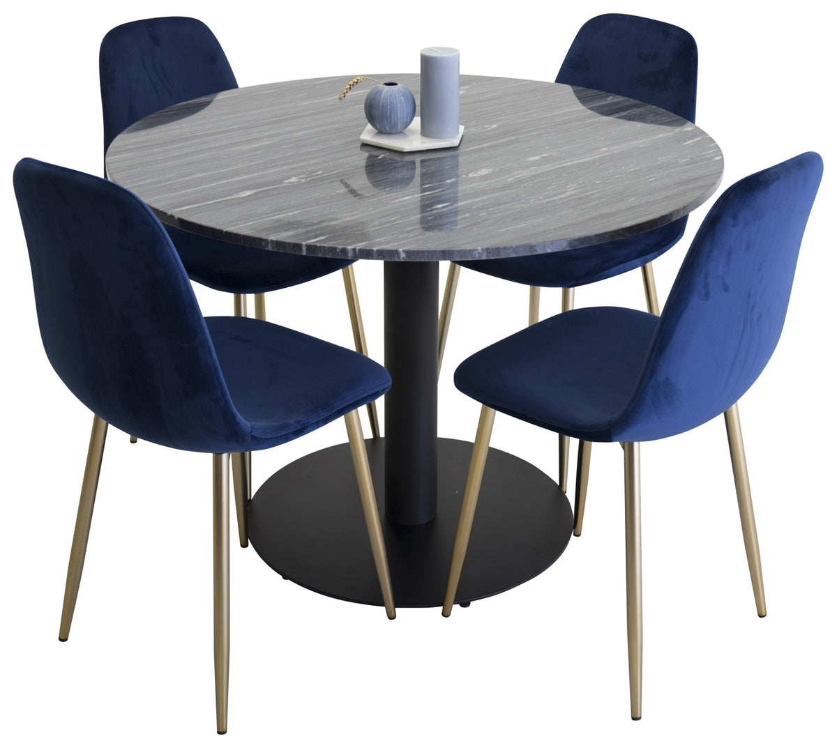 Venture Design Venture Home Estelle & Polar Matbord ⌀106 + Matstolar Blå