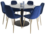 Venture Design Estelle & Polar Matbord ⌀106 + Matstolar Blå