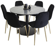 Venture Design Estelle & Polar Runda Matbord ⌀106 Mörkgrå + Matstolar 2-pack Svart
