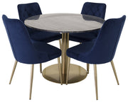 Venture Design Estelle & Velvet Deluxe Matbord ⌀106 + Matstolar Blå
