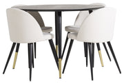 Venture Design Dipp & Velvet Runda Matbord ⌀115 Svart + Matstolar 2-pack Grädde