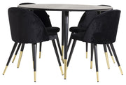 Venture Design Dipp & Velvet Runda Matbord ⌀115 Svart + Matstolar 2-pack Svart