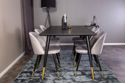 Venture Design Dipp & Velvet Rektangulära Matbord 180 x 90 Svart + Matstolar 2-pack Grå