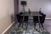 Venture Design Dipp & Velvet Rektangulära Matbord 180 x 90 Svart + Matstolar 2-pack Svart