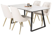 Venture Design Estelle & Velvet Deluxe Rektangulära Matbord 140 x 90 Svart + Matstolar 2-pack Beige