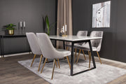 Venture Design Estelle & Velvet Deluxe Rektangulära Matbord 140 x 90 Svart + Matstolar 2-pack Grå