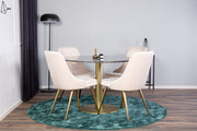 Venture Design Estelle & Velvet Deluxe Runda Matbord ⌀106 Mörkgrå + Matstolar 2-pack Beige