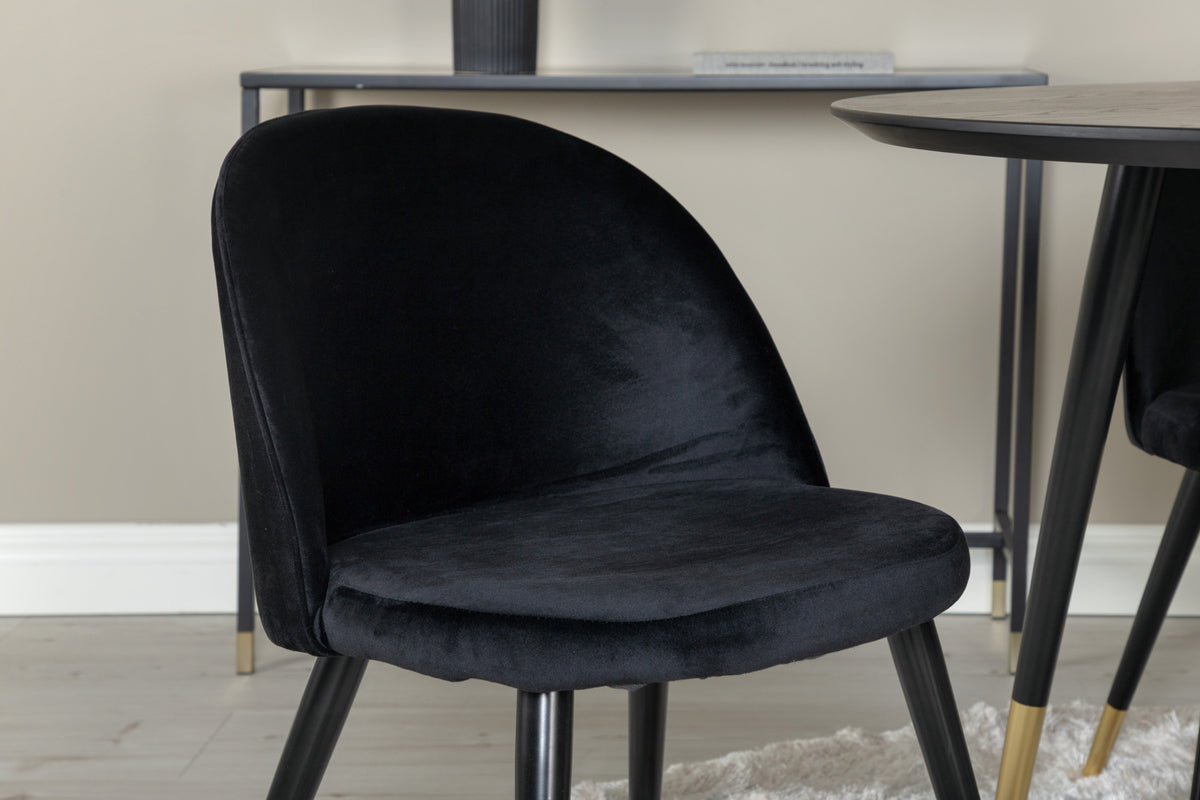 Venture Design Dipp & Velvet Runda Matbord ⌀115 Svart + Matstolar 2-pack Svart