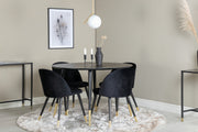 Venture Design Dipp & Velvet Runda Matbord ⌀115 Svart + Matstolar 2-pack Svart