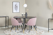 Venture Design Dipp & Velvet Runda Matbord ⌀115 Svart + Matstolar 2-pack Gammelrosa