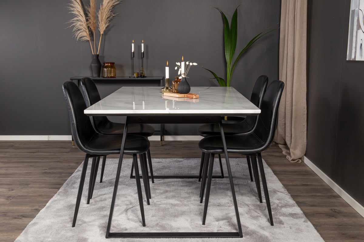 Venture Design Estelle & Polar Rektangulära Matbord 140 x 90 Svart + Matstolar 2-pack Svart