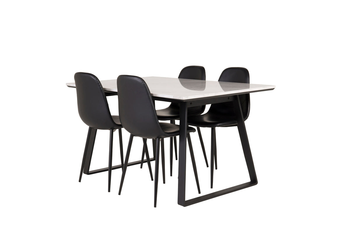 Venture Design Estelle & Polar Rektangulära Matbord 140 x 90 Svart + Matstolar 2-pack Svart