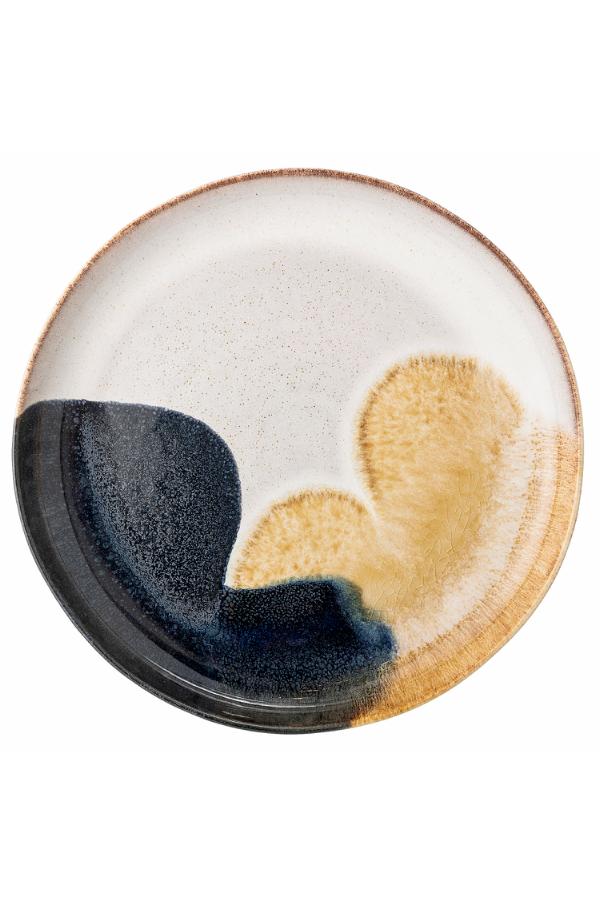 Bloomingville Jules serveringsfat, blå, stengods D35xH4 cm, 2-pack