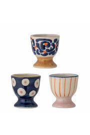Bloomingville Eviaya Äggkopp, Multi, Stengods D4,5xH5 cm, Set om 3