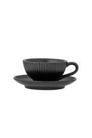 Bloomingville Neri Cappuccinokopp med fat, svart, stengods C:D9,5xH6/S:D13,5xH2,5 cm, 8-pack